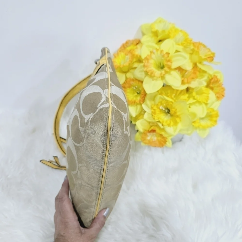 Coach yellow and tan satchel bag